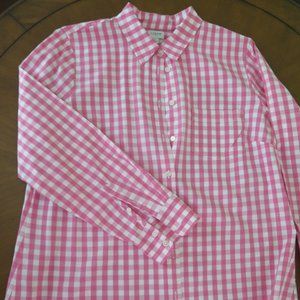 J. Crew Women's Gingham cotton poplin shirt in signature fit Pink Size Large